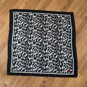Betsey‎ Johnson Black & White Animal Print Square Silk Scarf